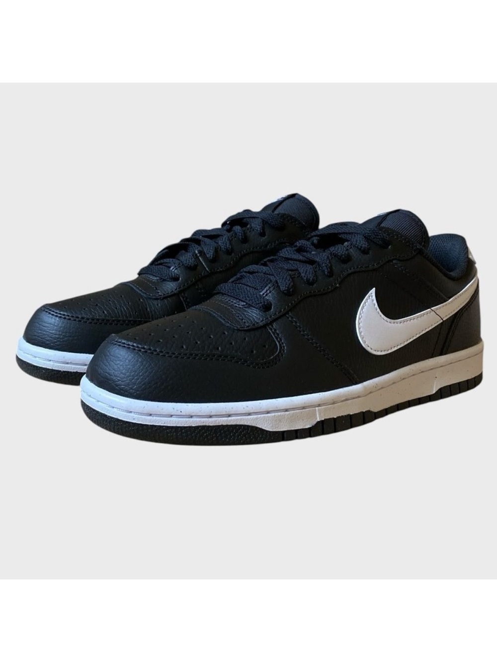NEW Nike Big Low Leather Sneakers Men's 8 Black White Athletic Streetwear Gym